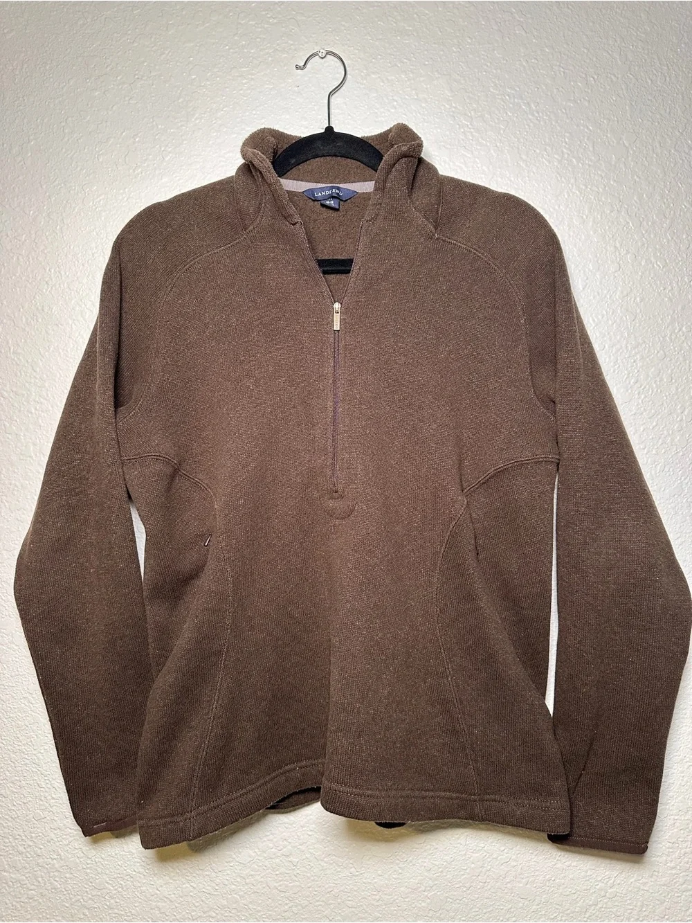 Lands' End // Womens Brown Half-Zip Fleece Pullover Hoodie - Size M